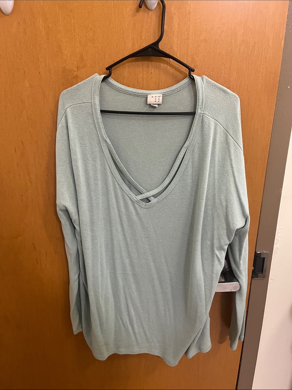 a new day Sage Green V-Neck Long Sleeve Top with Front Strap